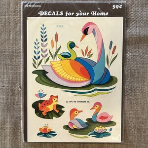 Vintage New Meyercord Decals for Home 1976 Swan Lily Pad #1539-E Old Stock Color